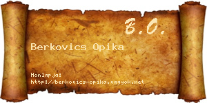 Berkovics Opika névjegykártya